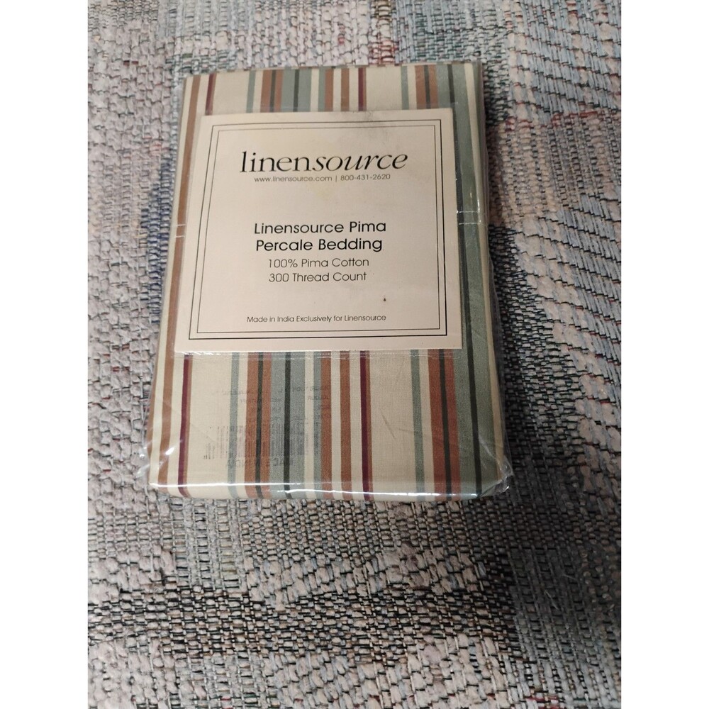 Linen Source Pair Of Pima Percale Pillowcases King Striped